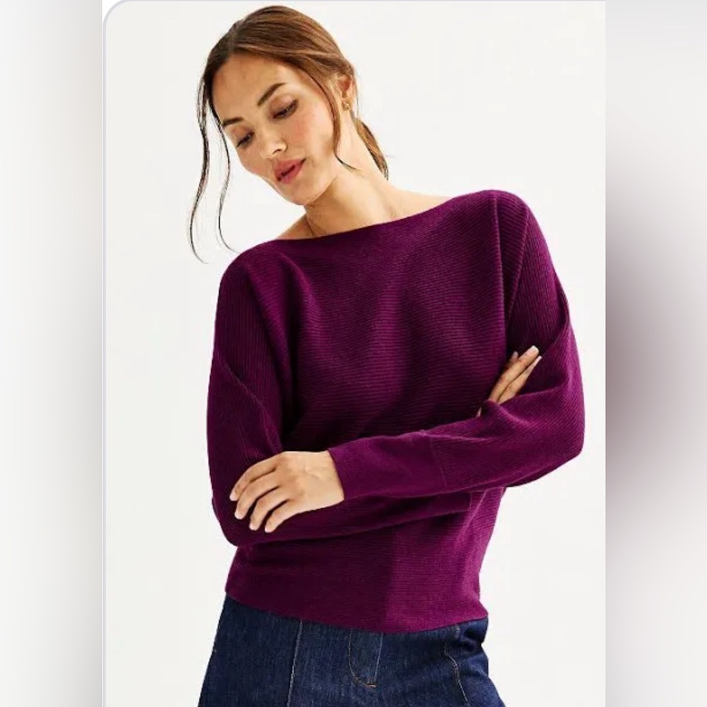 Nine West Dolman Ribbed Knit Sweater